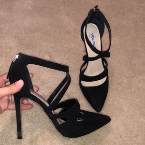 Steve Madden Black with gold accent heels